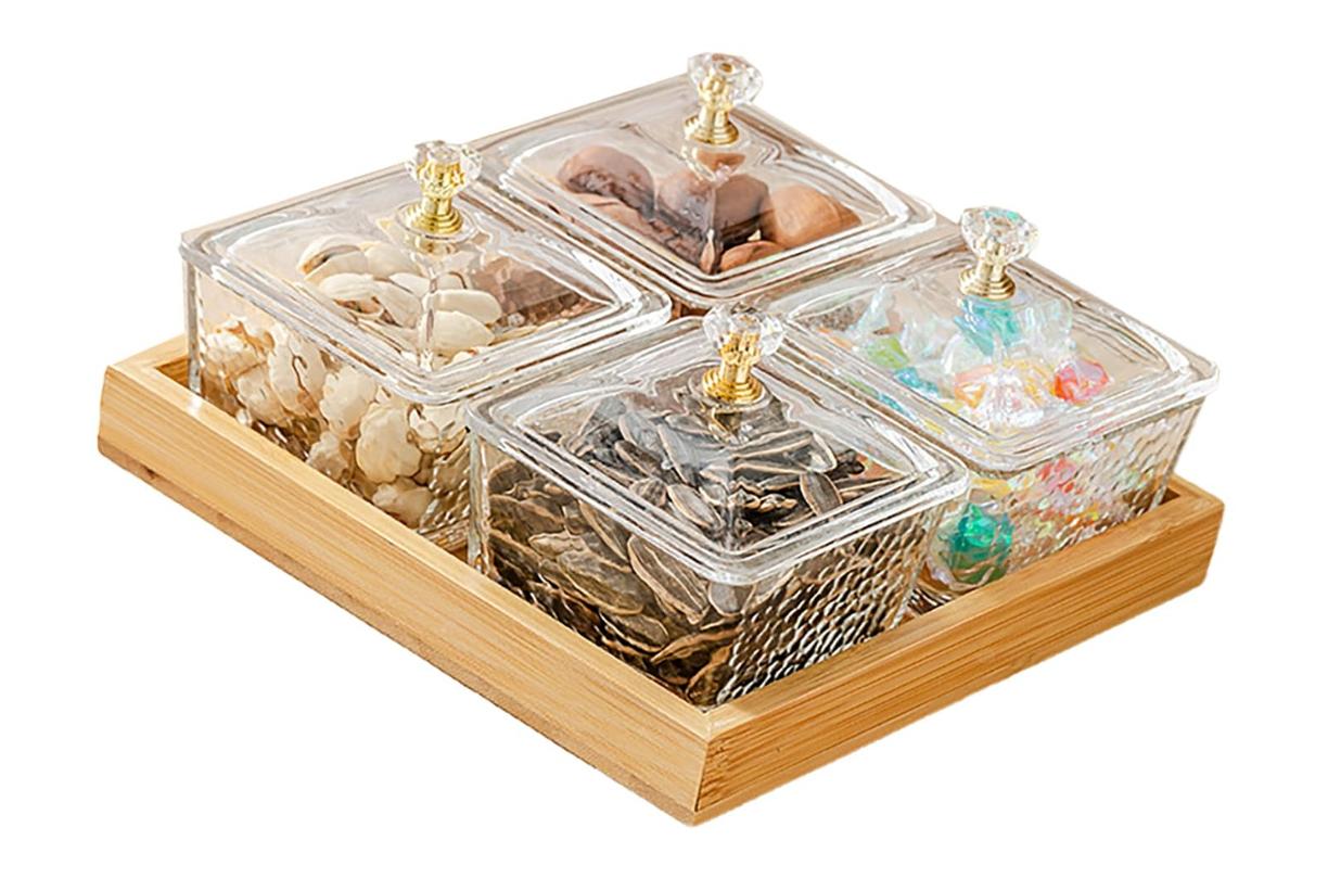 Minimalist Modern Style Multi-Compartment Snack Tray with Lid - Image 2