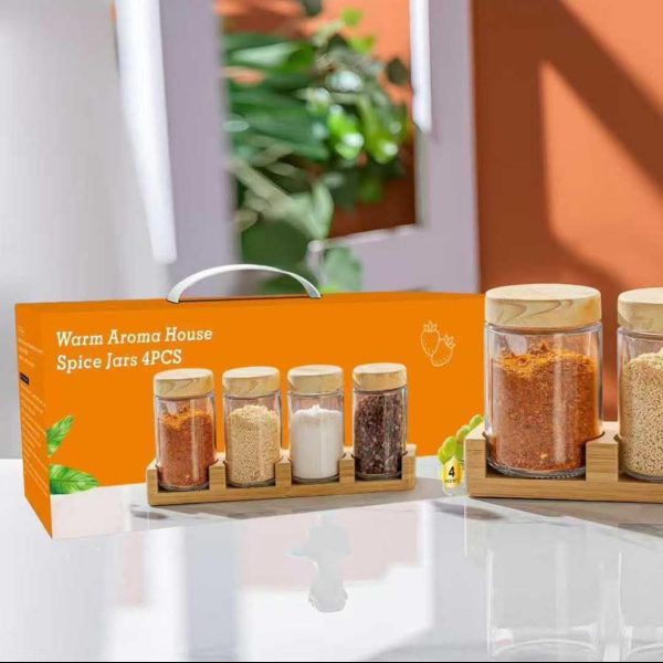 Bamboo 4 Piece Spice Organiser