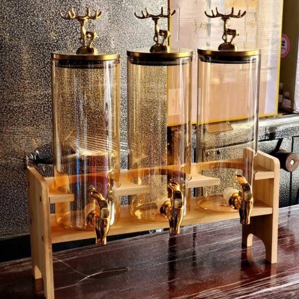 Bamboo 3 Piece Glass Dispenser - 1.85 litre