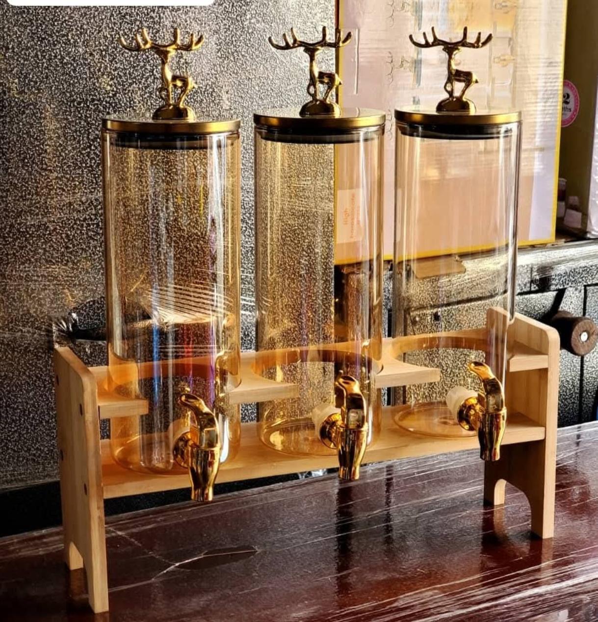 Bamboo 3 Piece Glass Dispenser - 1.85 litre