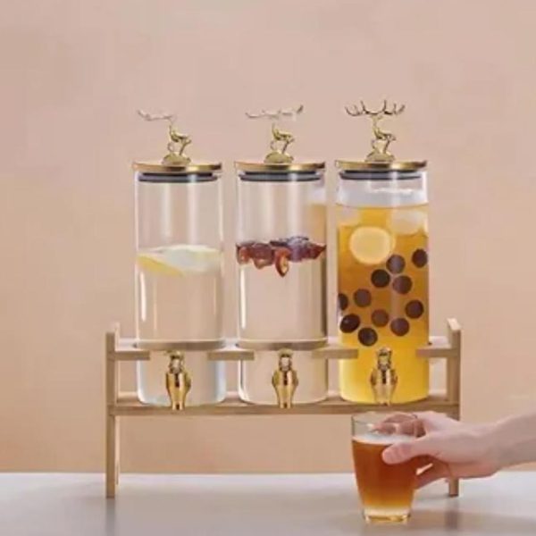 Alternative view of Bamboo 3 Piece Glass Dispenser - 1.85 litre