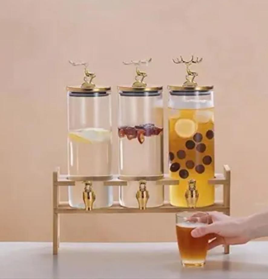 Bamboo 3 Piece Glass Dispenser - 1.85 litre - Image 2