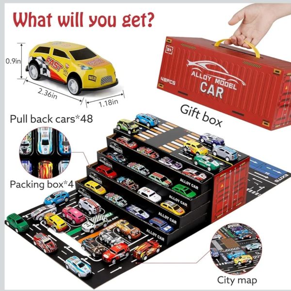 48pc Die Cast Pull Back Car Set