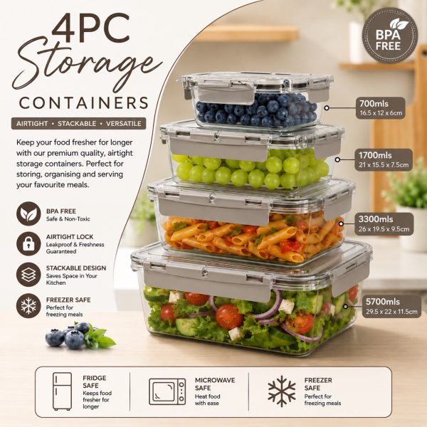 4pc Airtight Food Storage Container Set