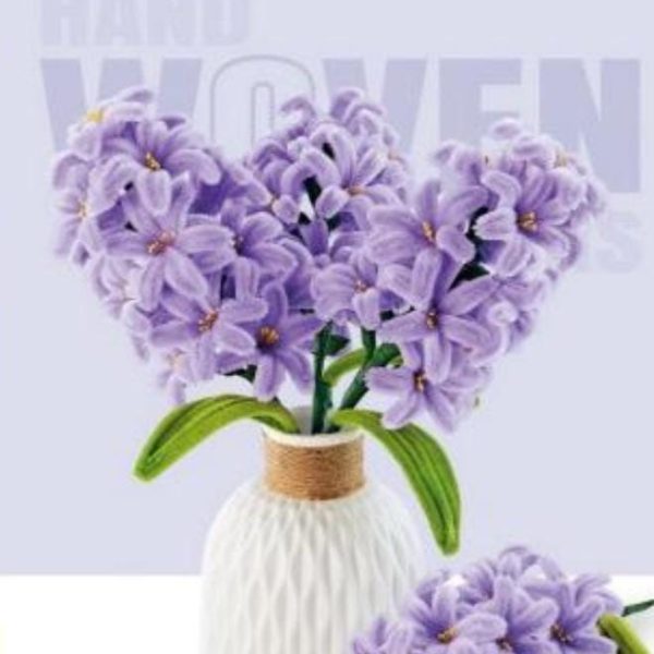 Alternative view of Hand Woven Purple Hyacinth Bouquet with Woven Vase