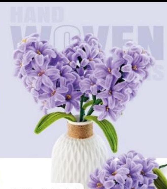 Hand Woven Purple Hyacinth Bouquet with Woven Vase - Image 2