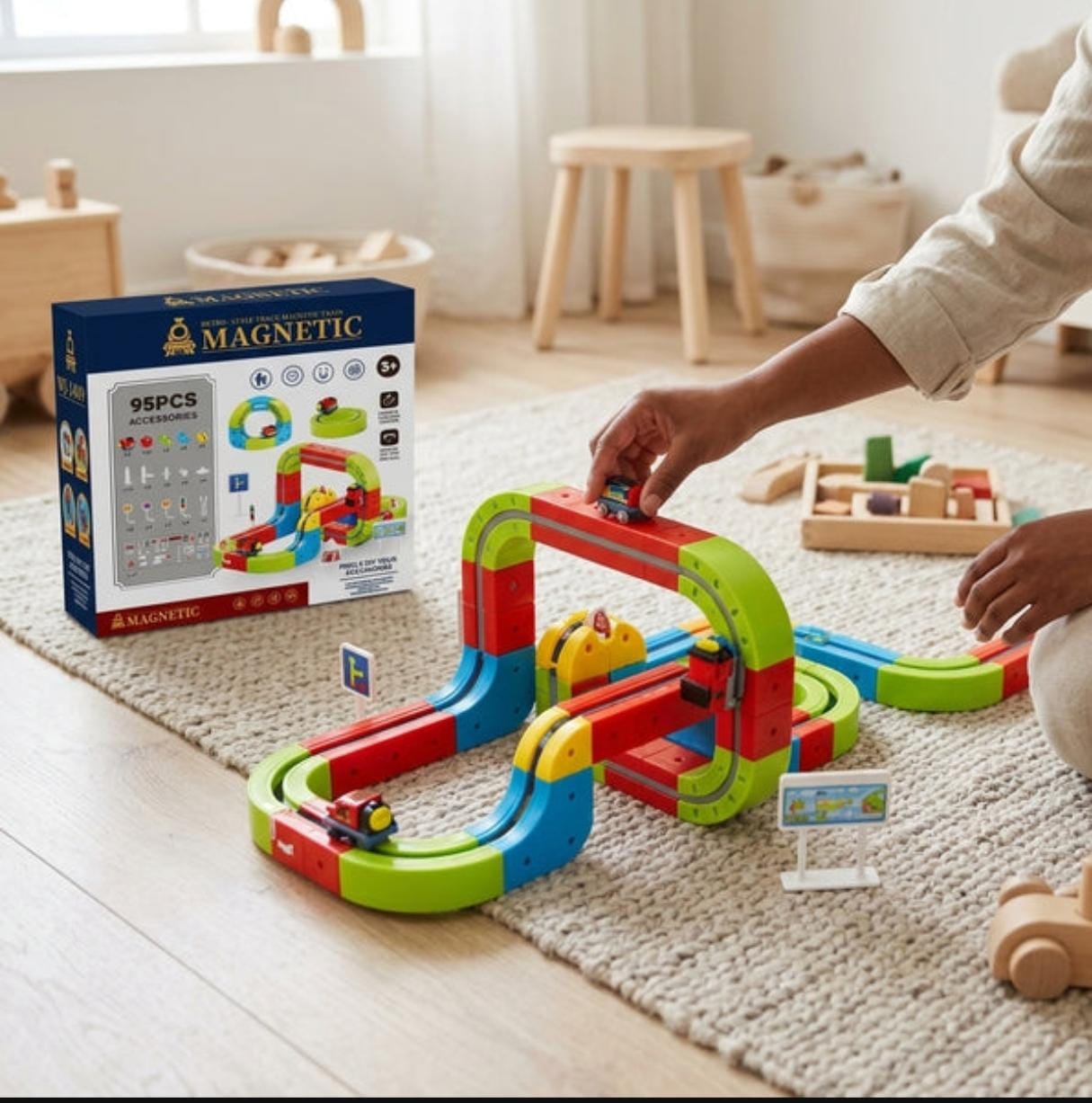 Magnetic Suspended Orbit Car Toy Track Set | 95-Piece DIY STEM Kit - Image 3