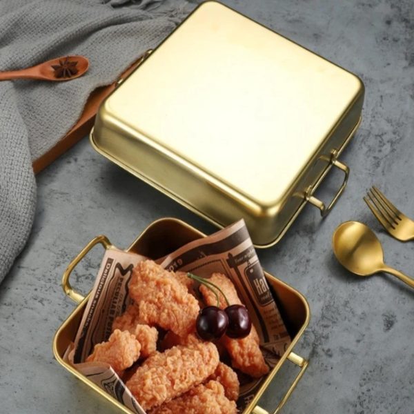 Alternative view of Premium square gold serving pans 3pc set