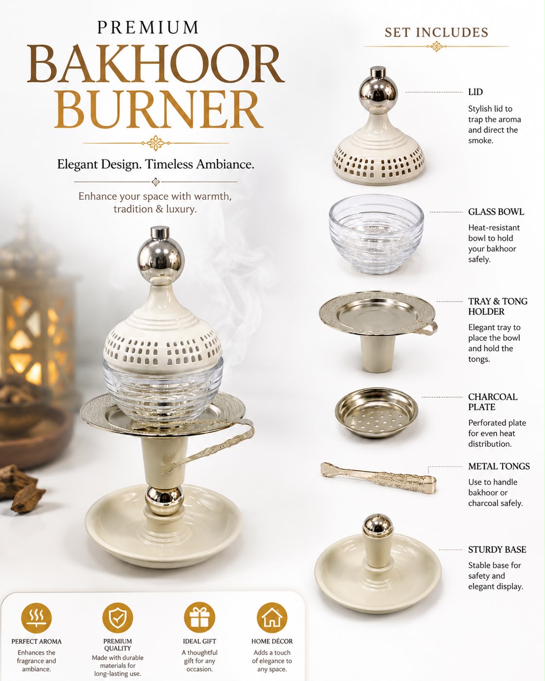 White Bakhoor Burner