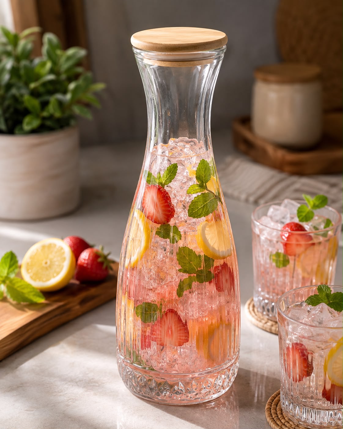 1 Litre Ribbed Glass Bottle - Image 2