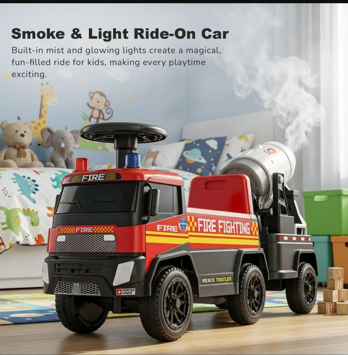 Ride on firefighter truck with trailer