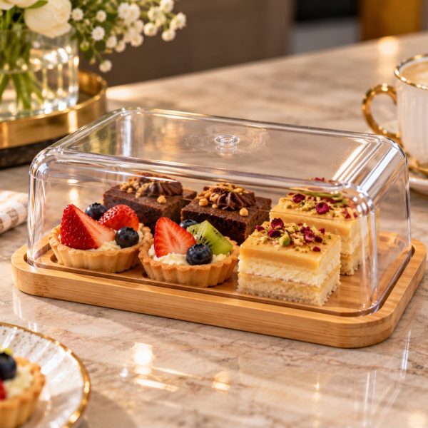 Wooden Base Acrylic Tray