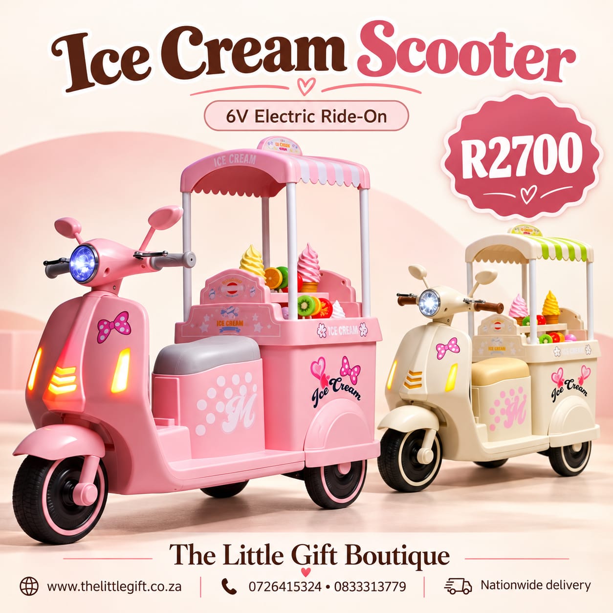 Ice Cream Scooter 6V Kids Electric Ride On Scooter